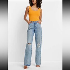 Express Scoop Neck Bodysuit Top - Mustard Yellow